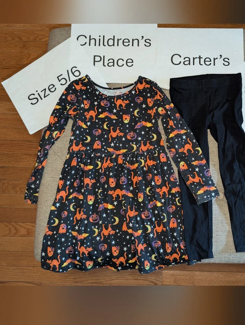 Children's Place 5/6T Halloween Dress And Carter's Black Leggings 5T